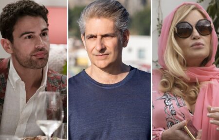 Theo James, Michael Imperioli, and Jennifer Coolidge in 'The White Lotus' Season 2