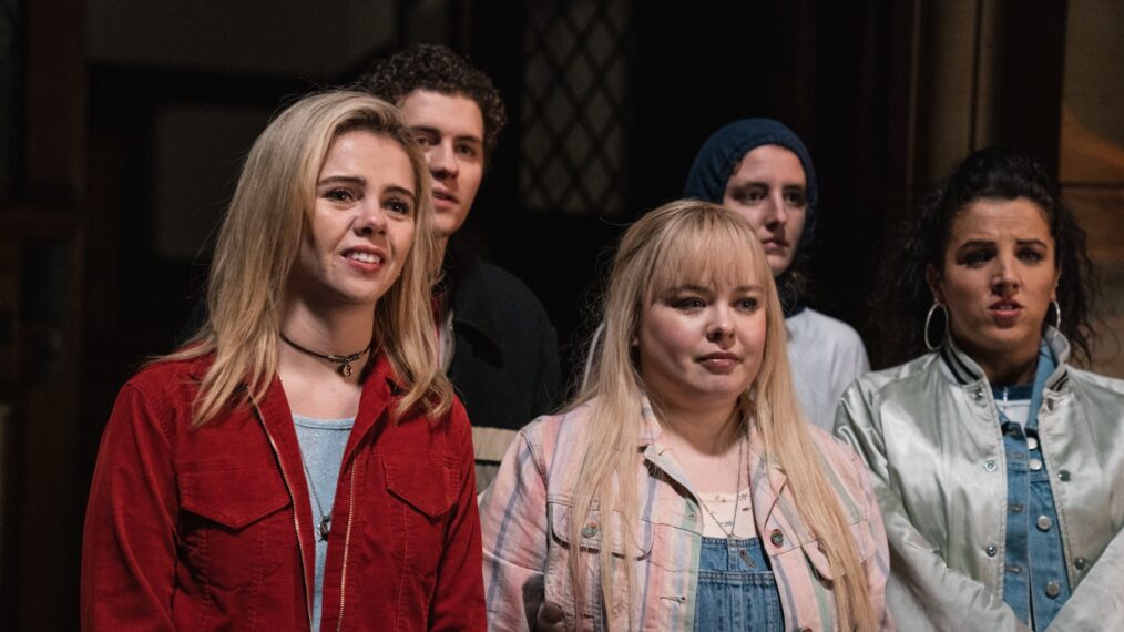 Saoirse Monica Jackson, Dylan Llewellyn, Nicola Coughlan, Louisa Clare Harland, and Jamie-Lee O'Donnell in 'Derry Girls'