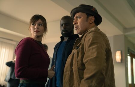 Katja Herbers as Kristen Bouchard, Mike Colter as David Acosta and Aasif Mandvi as Ben Shakir in 'Evil' Season 4 Episode 10 