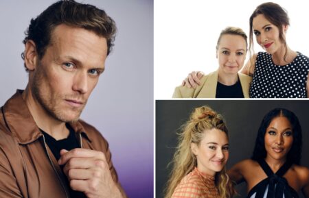 Sam Heughan of 'Outlander,' Samantha Morton and Minnie Driver of 'Serpent Queen,' and Shailene Woodley and DeWanda Wise of 'Three Women' at TCA 2024