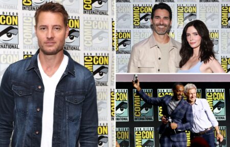 Justin Hartley from 'Tracker,' Tyler Hoechlin and Elizabeth Tulloch from 'Superman & Lois,' and Anthony Mackie and Harrison Ford from 'Captain America: Brave New World' at SDCC 2024