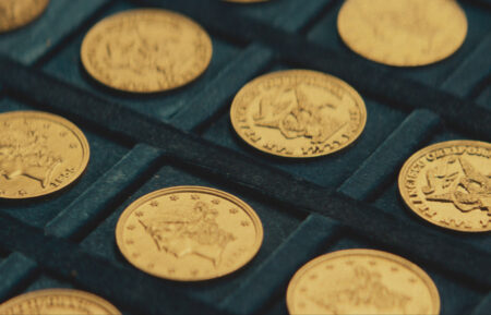 A case displaying gold coins is pictured on board the ship off the coast of North Carolina in Nat Geo's 'Cursed Gold: A Shipwreck Scandal'