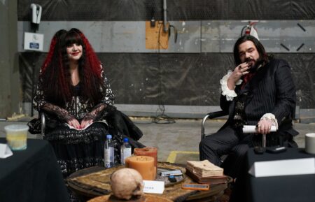 Natasia Demetriou and Matt Berry behind the scenes of 'What We Do in the Shadows' Season 6