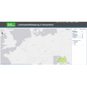Frontpage der GISU Seite für Luftschadstoffbelastung in Deutschland