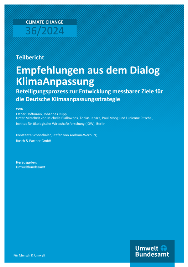 Cover des Berichts "Empfehlungen aus dem Dialog KlimaAnpassung"