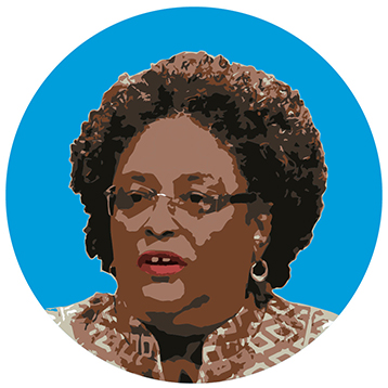 Portrait de la Première Ministre de la Barbade, Mia Mottley