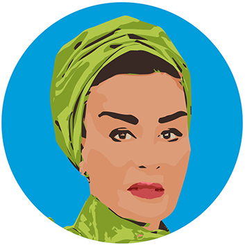 Portrait de la Championne des objectifs de développement durable, Son Altesse Sheikha Moza bint Nasser du Qatar