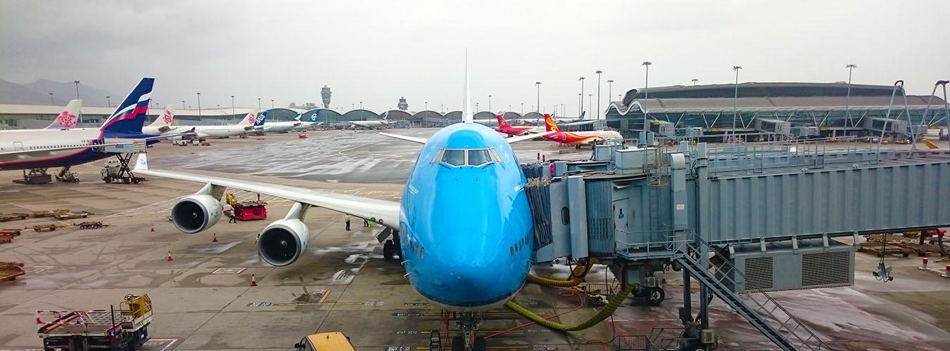 Civil aircraft at airport terminal