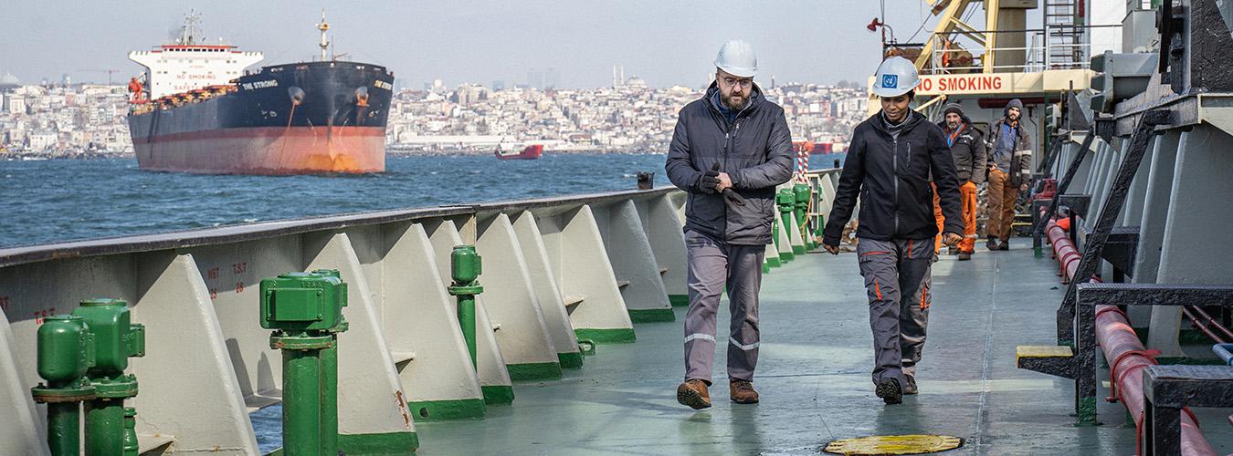 A man and a woman on a ship