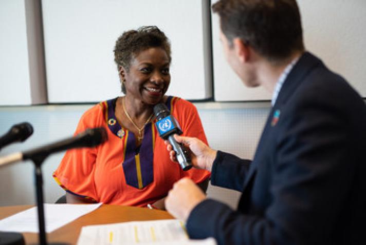 UNFPA Executive Director Dr. Natalia Kanem, speaking to UN News’s Daniel Johnson in Geneva.