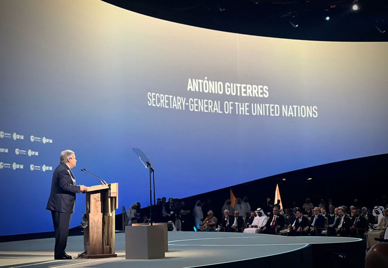 The UN Secretary-General during a COP28 speech