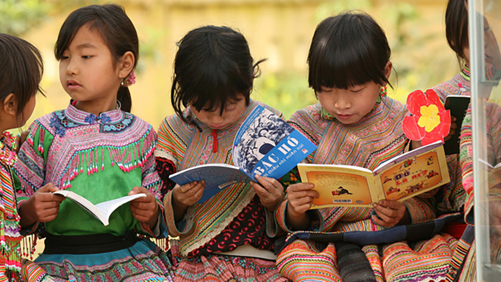 young girls reading books