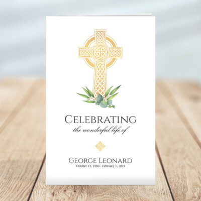 Celtic Cross Funeral Program Template