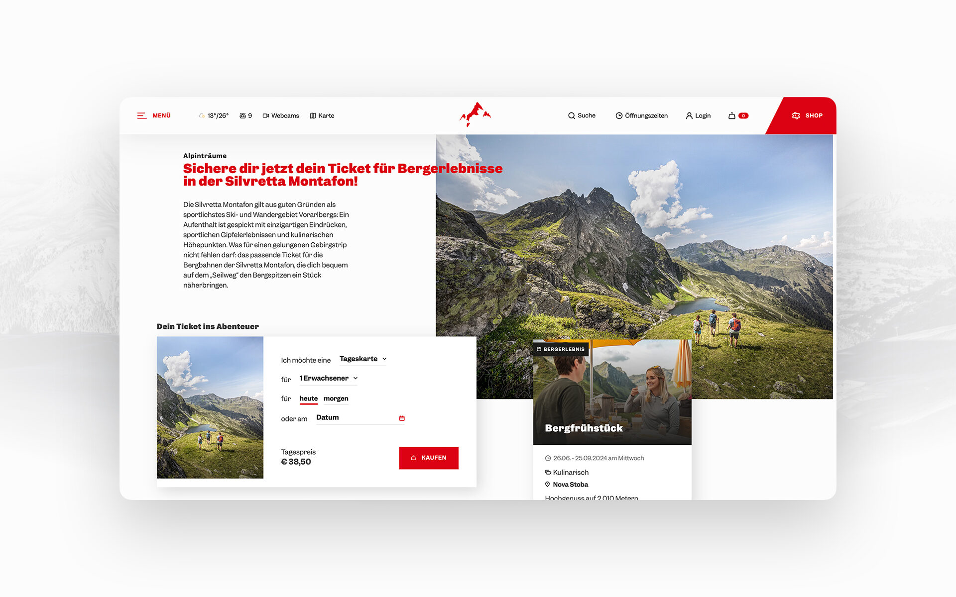 Website-Screenshot von Silvretta Montafon