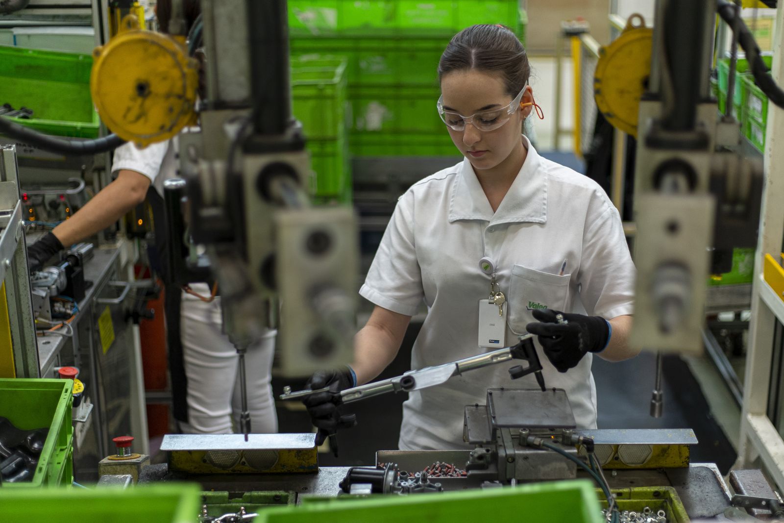 An employee working at a Brazil plant