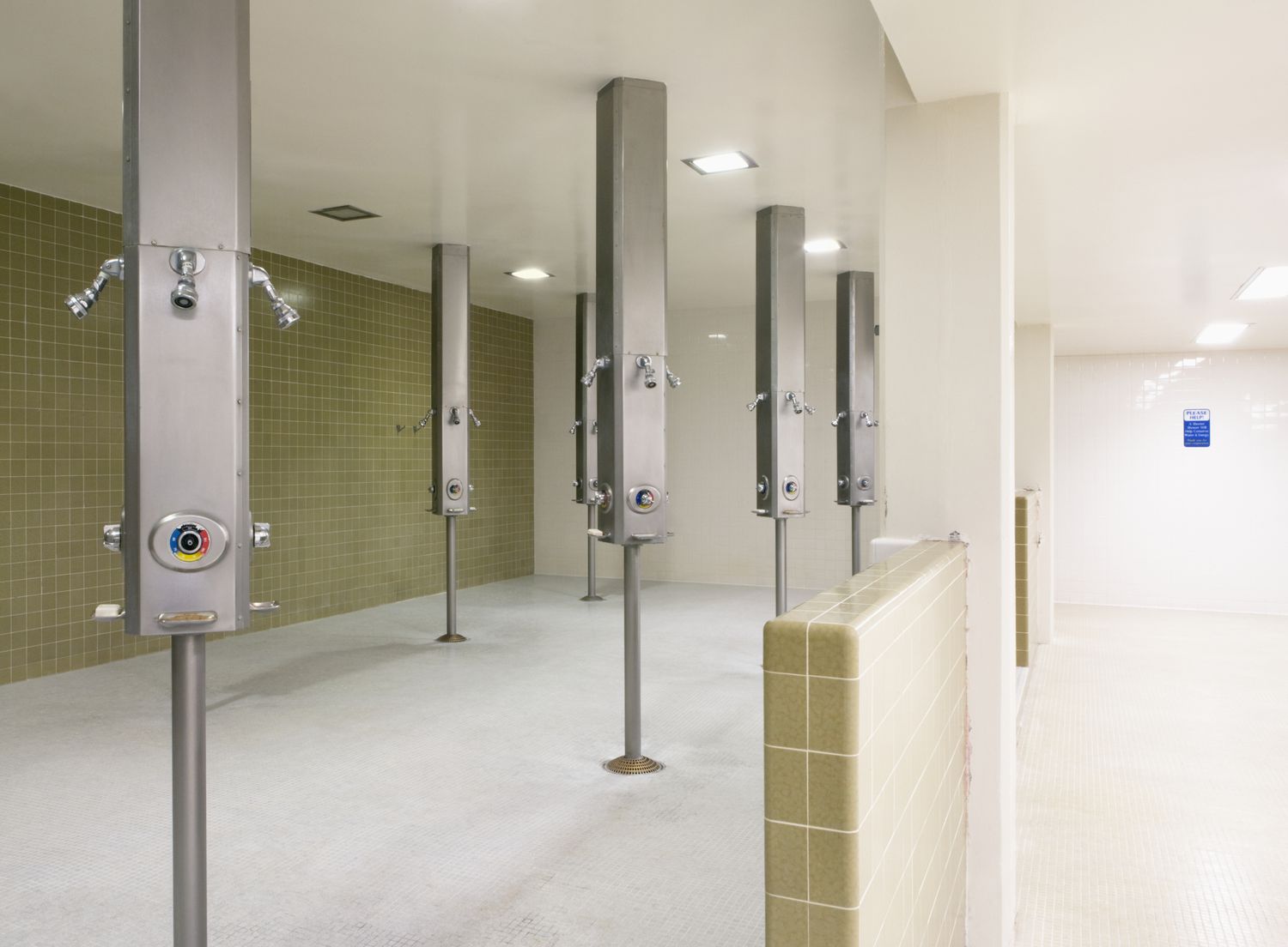 Empty locker room showers