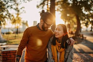 Young couple on a date in the fall