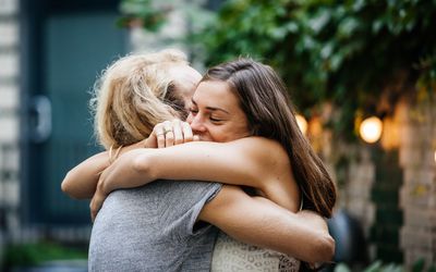 Two women embracing