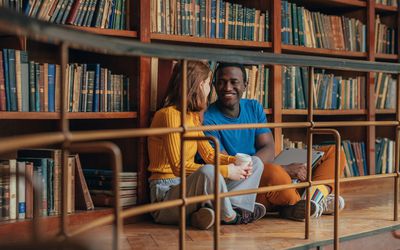 Students spending day in the library