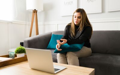 woman having virtual therapy