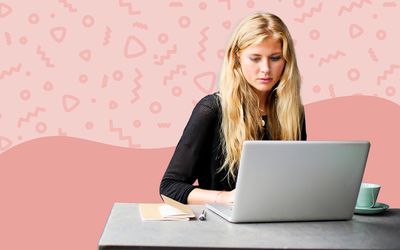 Woman researching on laptop 