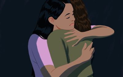 illustration of two people hugging