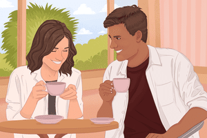 illustration of couple on a date