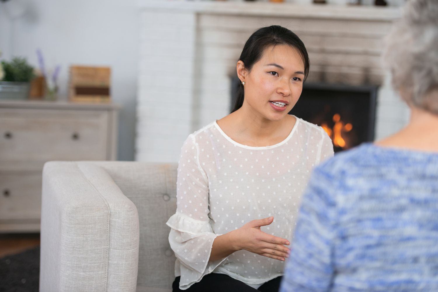 Woman speaking to her therapist