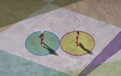 conceptual image of two people facing off with one another