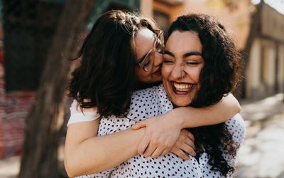 lesbian couple laughing