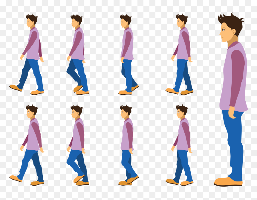 Anime Boy Walking Side View