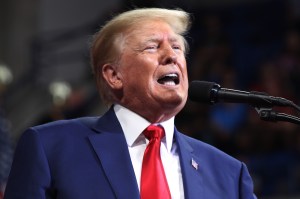 Former president Donald Trump speaks to supporters at a rally to support local candidates at the Mohegan Sun Arena on September 03, 2022 in Wilkes-Barre, Pennsylvania.