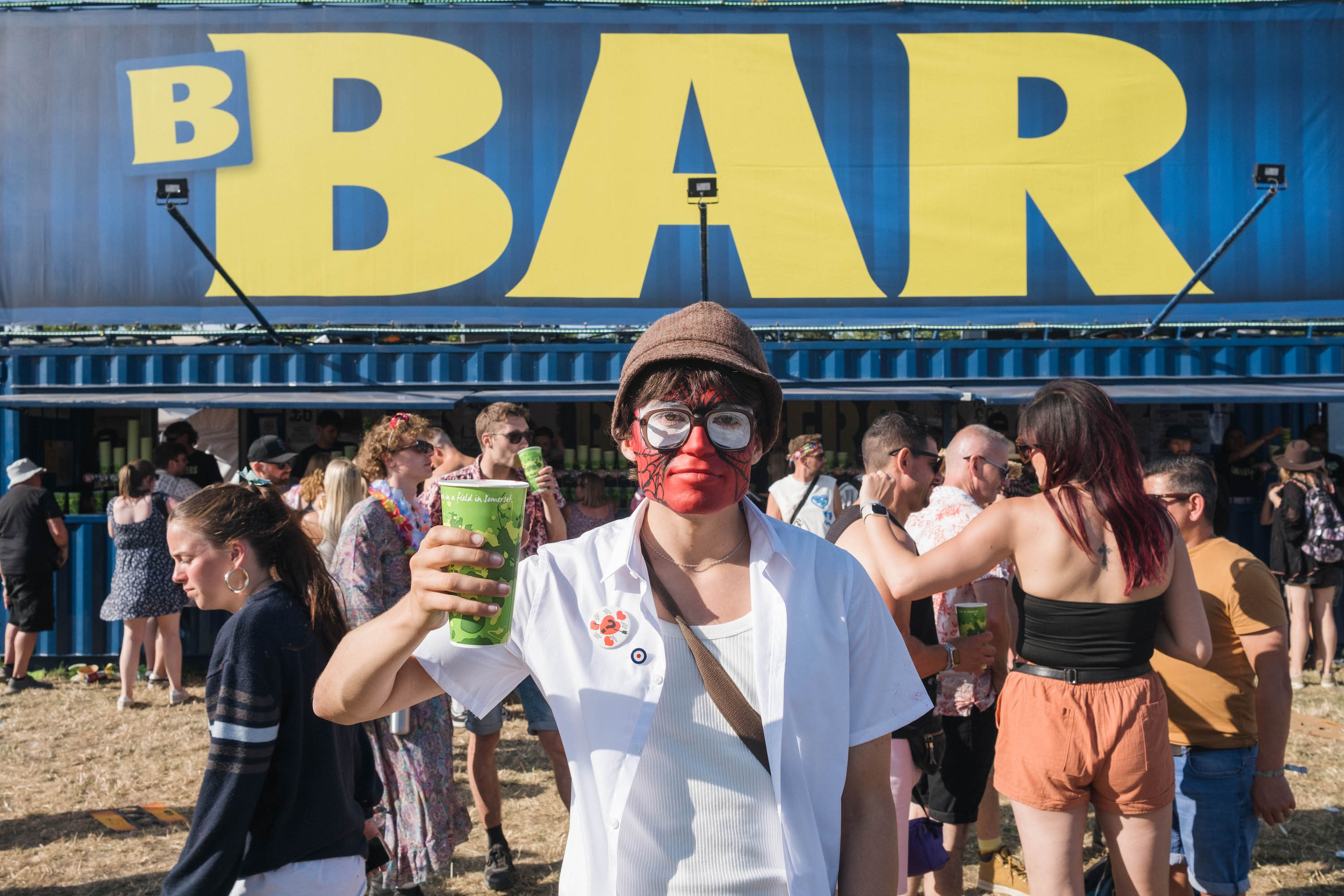 Snake Denton at the bar at Glastonbury