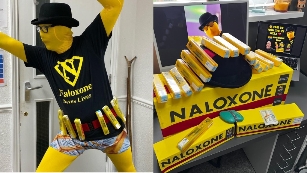 picture of Naloxone Man and Naloxone boxes