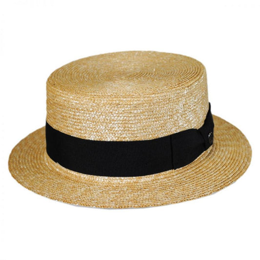 Jaxon Hats | Black Band Wheat Straw Skimmer Hat