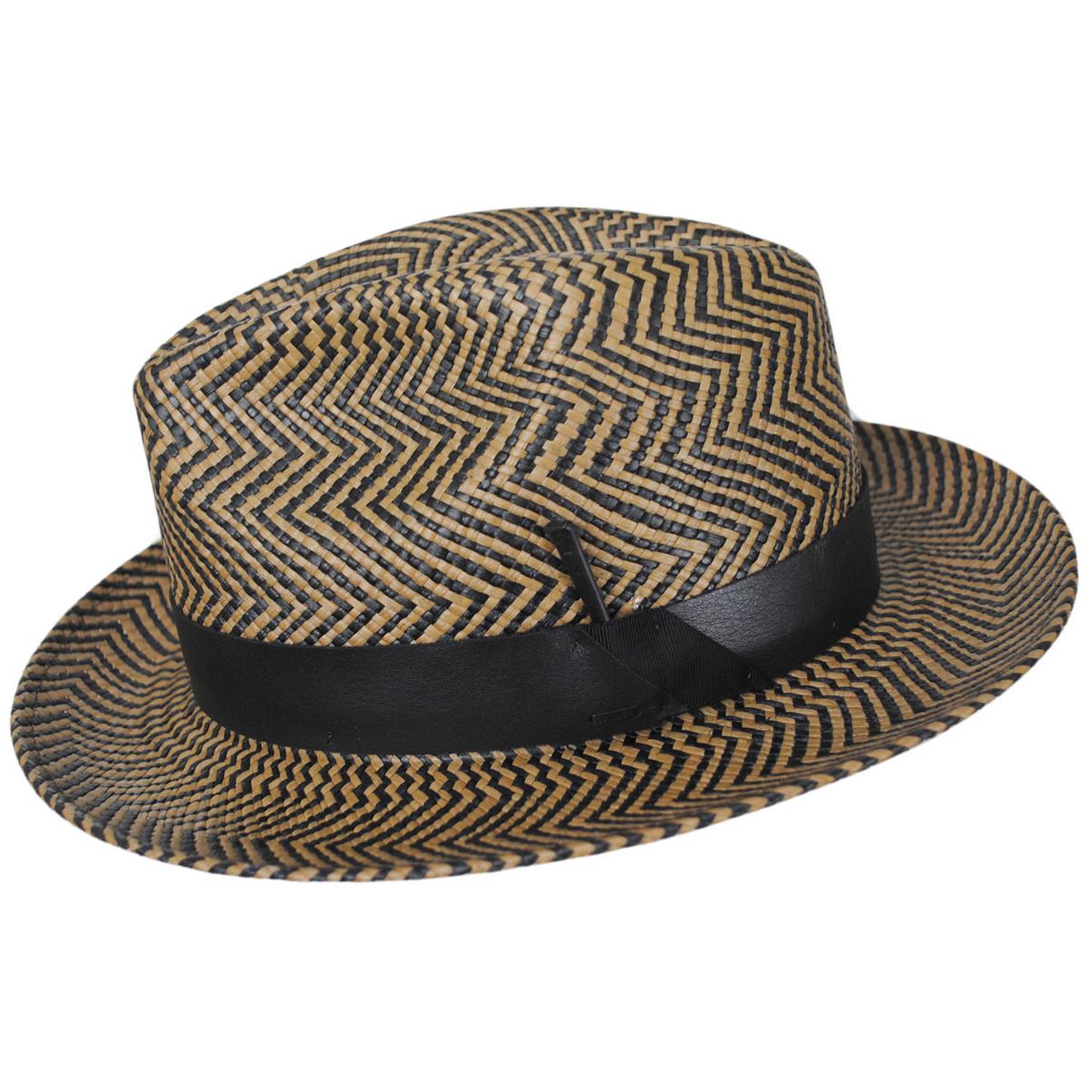 Rene Two-Tone Panama Straw Fedora Hat