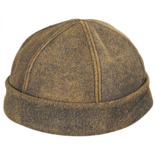 NEW YORK HAT CO | Six Panel Antique Leather Skull Cap Beanie Hat