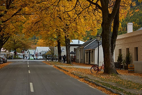 Autumn colour and historic cottages, Arrowtown, near Queenstown, Otago, South Island, New Zealand