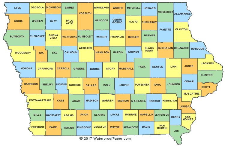 Printable Iowa Maps | State Outline, County, Cities