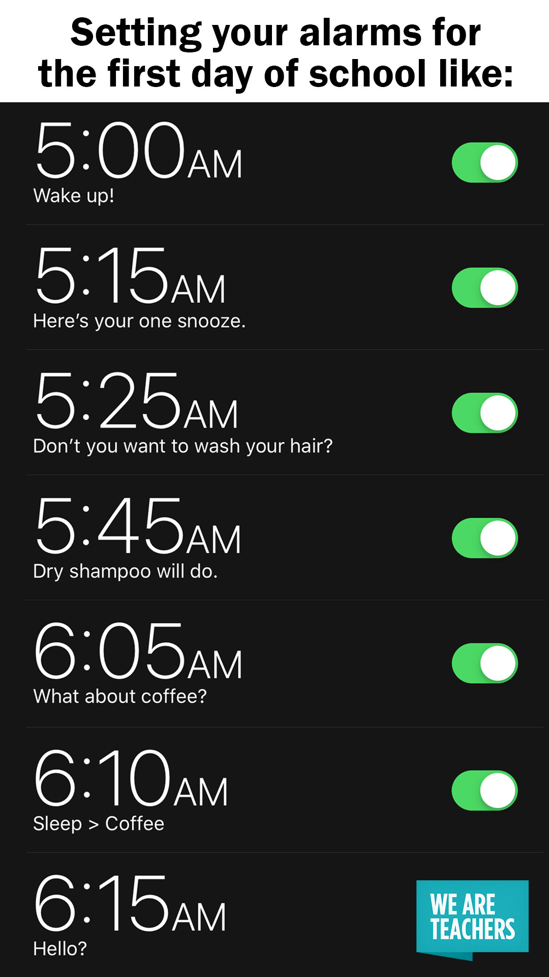 back-to-school memes alarm settiing