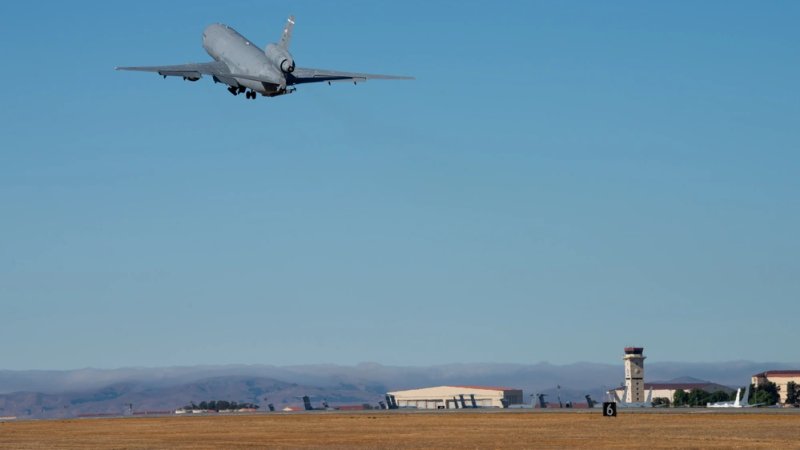 The Air Force said goodbye to its last KC-10 Extender aerial tanker