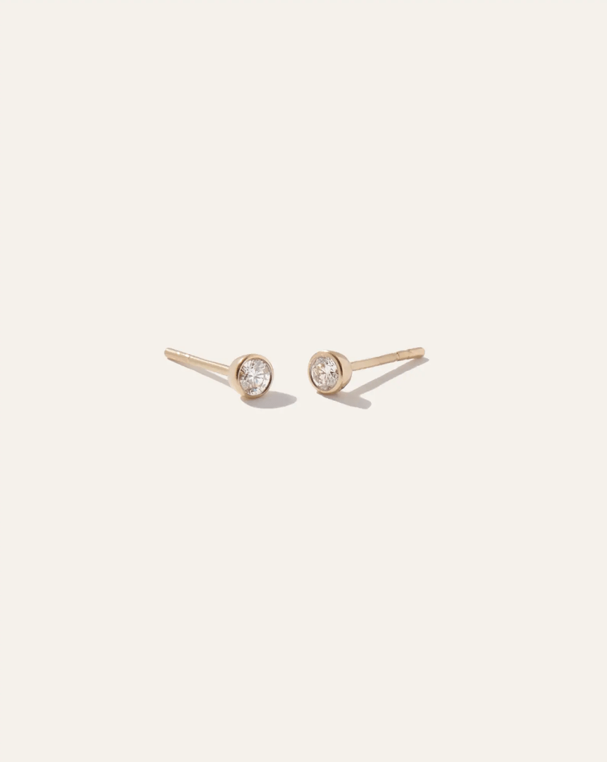 Quince 14K Gold Round Diamond Petite Bezel Studs