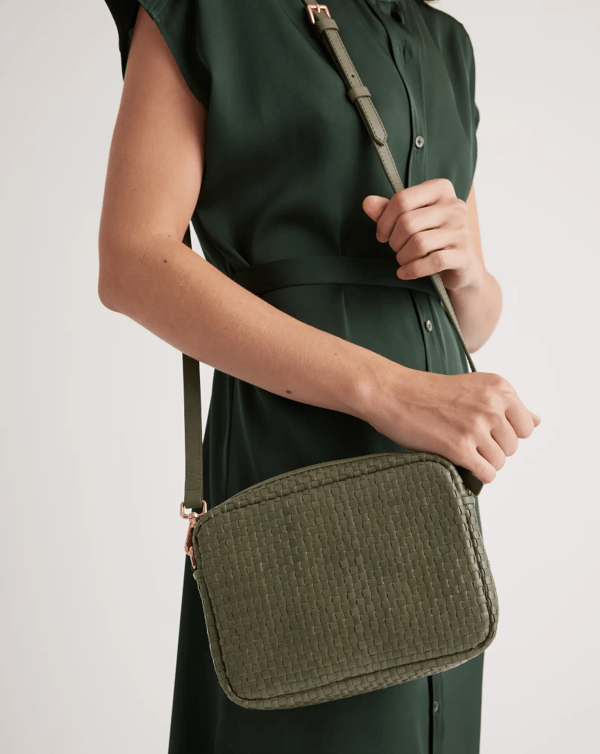 Quince Italian Leather Handwoven Crossbody