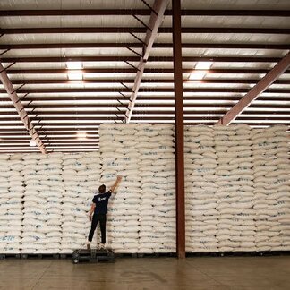 WFP's warehouse in Port-au-Prince with over 2,000 metric tons of food stored for sudden emergencies and for the school feeding programme.