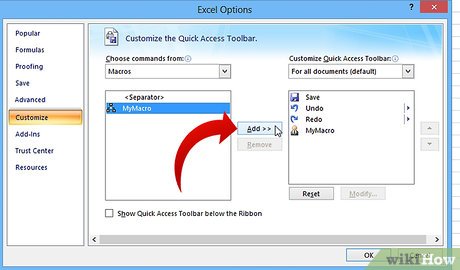 Step 4 Select your macro from the left hand column and click the Add button.