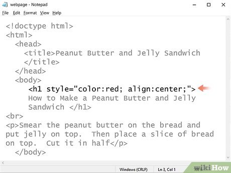 Step 8 Add a stye element to an HTML text tag.