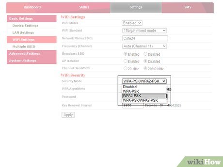 This mode determines the type of password and encryption needed for the network.