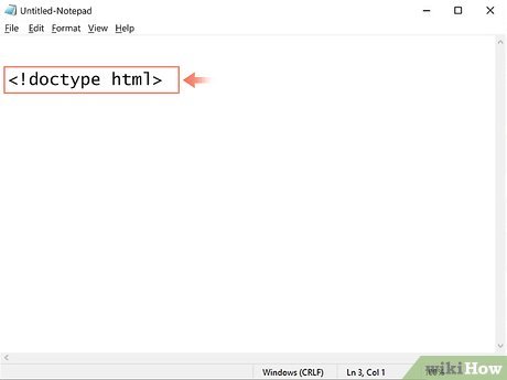 Step 2 Type <!doctype html> at the tip of the page.