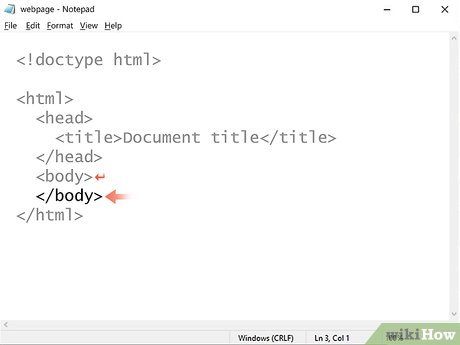 Step 9 Press ↵ Enter twice and type </body>.