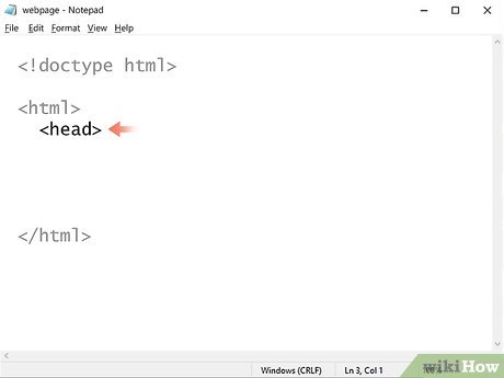 Step 3 Type <head> in the third line.